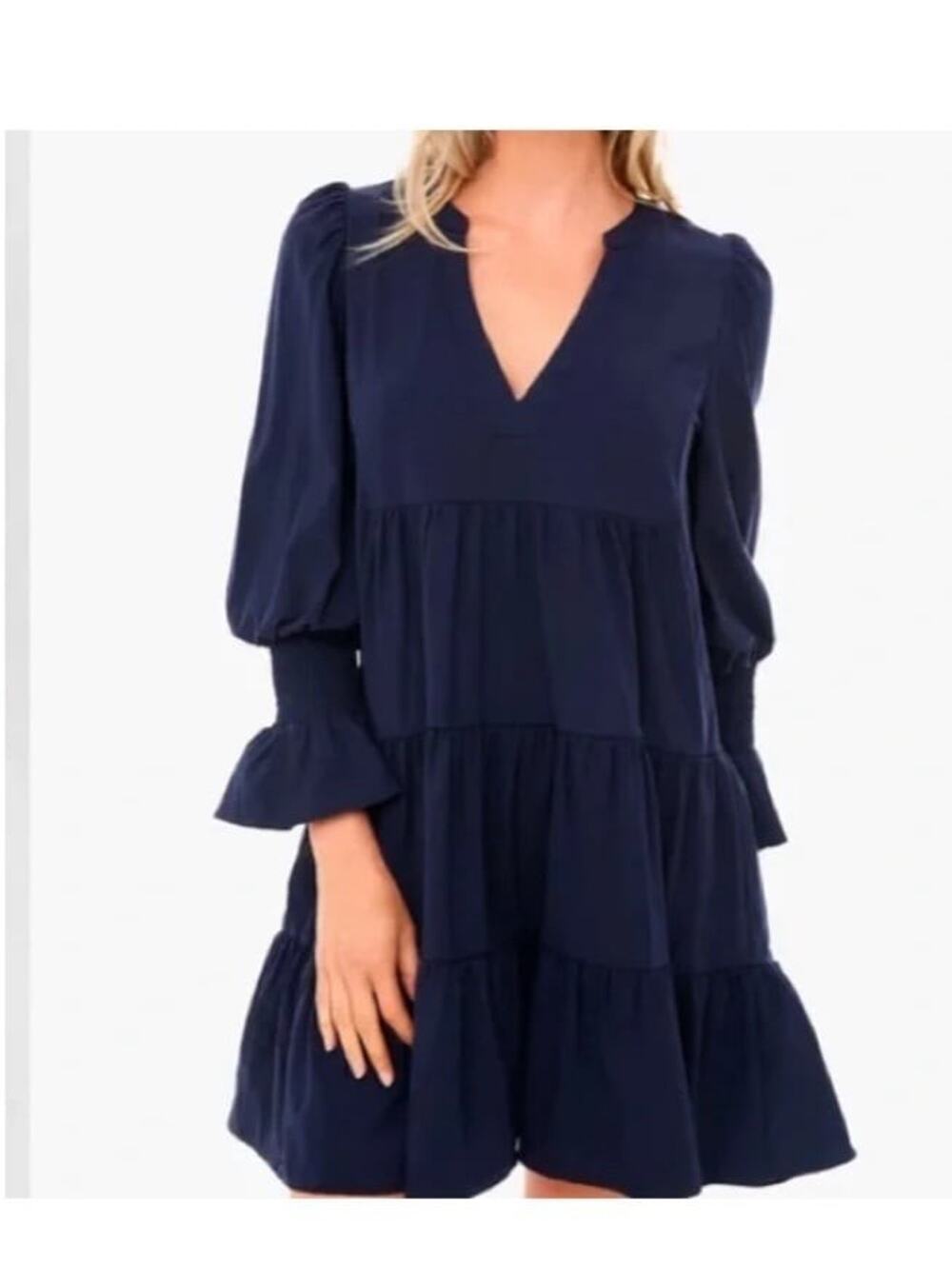 Tuckernuck Pomander Place Kenzo Crepe Navy Tiered Mini Dress New Small